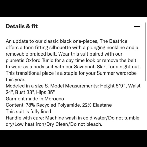 Solid & Striped Beatrice One Piece Braided Belt Black Swimsuit $188 - Picture 10 of 12